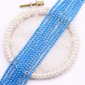 Faceted sky blue round beads in long strands for DIY jewelry making and necklace crafts - 2mm / No.2 (Sky Blue)