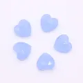 Faceted light blue heart-shaped natural stone pendants for DIY necklace making 5pcs - Synthetic Aquamarine