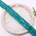 DIY jewelry beads in turquoise color with square cube shape for making necklaces - Blue Green Gradient