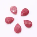 Faceted teardrop rhodonite natural stone pendants with pre-drilled holes for DIY jewelry - Rhodonite