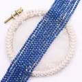 Faceted dark blue natural stone loose beads strand for DIY necklace jewelry making - 2mm / Style 3 (Deep Blue)