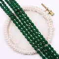 Donkergroene gefacetteerde ovale kattenoogsteen kralen voor DIY sieraden maken - 4x6MM / Donkergroen