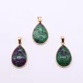 Pear-shaped ruby zoisite drop pendant with gold plated edges for DIY jewelry making - Ruby Zoisite