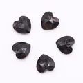 Five faceted heart-shaped pendants in dark brown natural stone for DIY necklaces - Deep Brown Stone (18)
