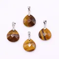 Faceted tiger eye stone teardrop pendants with silver bails for DIY jewelry making - Tiger's Eye