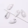 Faceted white turquoise teardrop stone charms with grey marble veins for DIY jewelry - Howlite