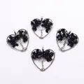 Set of 4 heart-shaped tree of life pendants with blue sandstone and silver wire wrap - Blue Sandstone