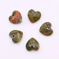 Five faceted heart-shaped natural Unakite stone beads for DIY jewelry making - Unakite