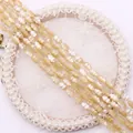 Macro shot of natural shell spindle beads with pearlescent luster for DIY jewelry - Trochus Shell / Beige