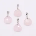 Pink rose quartz faceted teardrop stone pendants with silver clasps for DIY jewelry - Rose Quartz