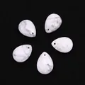 Five faceted white turquoise teardrop stone pendants for DIY necklace jewelry making - Howlite