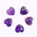 Faceted heart-shaped purple amethyst gemstone beads for DIY jewelry making 5pcs - Purple Crystal