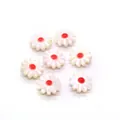 Macro detail of daisy flower shell beads with red center for DIY jewelry making - Red Center (No.1) / 10mm