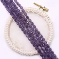 Gefacetteerde paarse kattenoogsteen ovale kralen voor DIY sieraden en halskettingen - 4x6MM / Donkerpaars