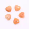 Five heart-shaped faceted peach natural stone pendants for DIY necklace making - Orange Carnelian