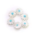 Macro shot of 6 pieces daisy natural shell charms with blue center for jewelry DIY - Sky Blue Center (No.4) / 10mm