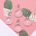 Set of 4 transparent teardrop faceted white stone pendants with silver metal clasps - White Crystal