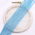 Cuentas de turquesa facetadas azul claro para joyería DIY en encaje blanco - N.º 6 (Azul Claro)