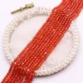 Faceted orange-red natural stone loose beads for DIY jewelry making and necklace crafts - 2mm / Orange Red (No. 1)