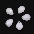Set of five faceted white quartz teardrop pendants for DIY jewelry making projects - White Jade