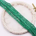 Deep green square cut malachite beads for DIY jewelry making arranged in long strands - Dark Green
