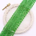 Perle in vetro cristallo verde a forma di goccia sfaccettata per gioielli fai da te - US 5
