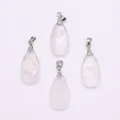 Faceted teardrop pendant in clear crystal quartz with silver bail attachment - 13x25mm / White Crystal