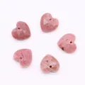 Pink heart faceted natural stone pendant beads for DIY jewelry making and necklaces - Rhodonite