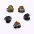Polished faceted tiger eye heart stones with pre-drilled holes for DIY jewelry making - Tiger's Eye