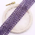 Perle in pietra viola sfaccettate a goccia per creazione di gioielli e collane - US 6
