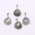 Faceted teardrop labradorite stone pendants with natural grey-green iridescent flashes - Labradorite
