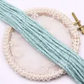 Light blue square stone beads for DIY jewelry making on white embroidery background - Light Blue