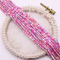 Polished mixed pink and purple square stone beads for DIY jewelry and necklaces - Pink Purple White Mixed