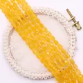 Faceted yellow opal cat eye stone beads in oval shape for DIY jewelry making - Bright Yellow