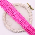 Strands of fluorescent pink square beads with matte finish for DIY jewelry making - Fluorescent Pink