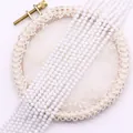 Cuentas sueltas redondas blancas facetadas para joyería DIY dispuestas en una tira larga - N.º 12 (Blanco)