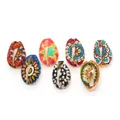 Colorful hand-painted natural seashell beads with ethnic mandala patterns for DIY jewelry - Multicolor / 20 Pieces Set