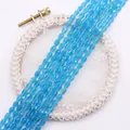Perline a goccia sfaccettate blu brillante occhio di gatto per gioielli fai-da-te - US 11