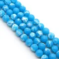 Polished blue natural emperor stone round beads with white marble veins for DIY jewelry - 4mm / No.2 (Royal Blue Cloud Texture)