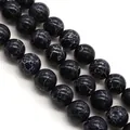 Pietre nere tonde lucide con trama a ragnatela bianca per la creazione di gioielli fai da te - 4mm / Nero