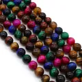 Natural colorful tiger eye stone beads for DIY jewelry making in various vibrant colors - Multicolor (No. 4)