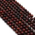 Polished red tiger eye round beads strings with natural silk luster and cat-eye effect - 4mm (10g) / Reddish Brown (No.2)