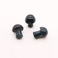Macro view of mushroom-shaped dragon vein agate beads with horizontal drill holes - Black (No. 4)
