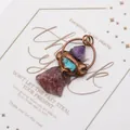 Anhänger aus natürlichem Amethyst und Türkis mit bronzefarbener Metalleinfassung - Erdbeerquarz (Nr. 2)