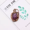 Detailed macro of a purple faceted agate stone pendant with vintage bronze finish - Purple Druzy (Style 4)