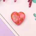 Cuenta de piedra natural rosa en forma de corazón con vetas doradas para hacer joyas - Piedra Texturizada Rosa (No.3)