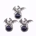 Three silver-colored Viking dragon pendants with deep blue starry sandstones - Blue Sandstone