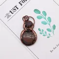 Detailed view of gourd-shaped dragon vein agate pendant with rose motif and purple crystal - Brown Agate Purple Chips Rose Pendant (No.10) / 30-50mm, 13g