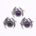 Three vintage silver dragon pendants with ruby in zoisite gemstones for DIY jewelry - Ruby Zoisite