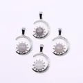 Celestial silver sun and moon pendant set with polished amethyst gemstones - Grey Agate
